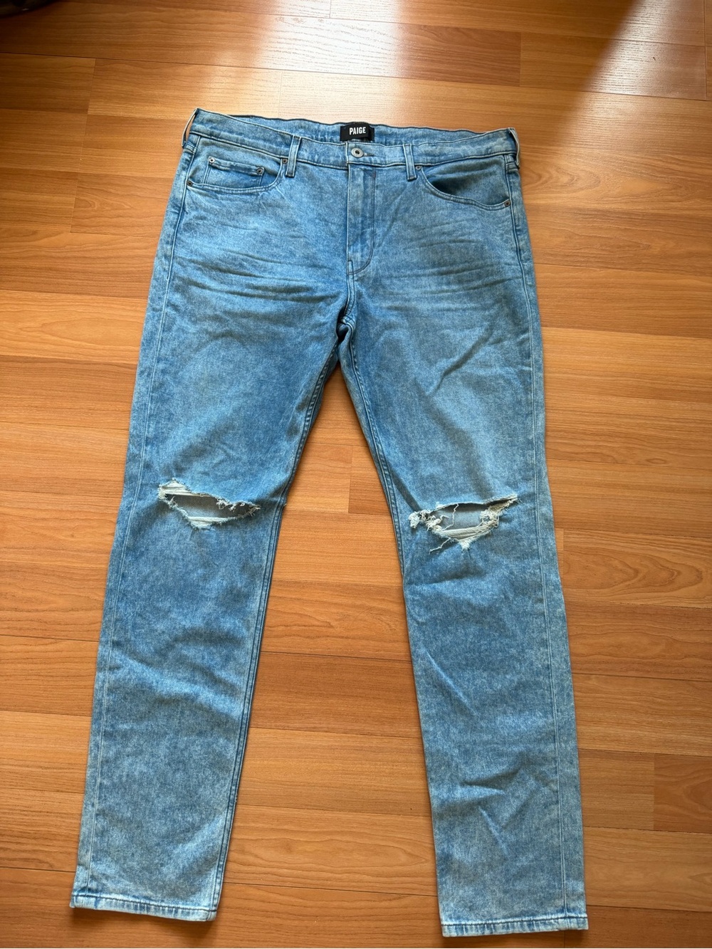 PAIGE Men's Light Wash Ripped Skinny Jeans